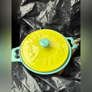 Vibrant Yellow and Blue Cheese Baker